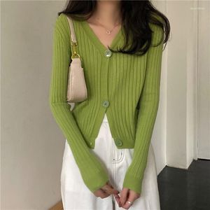 Women's Knits 2023 Spring Autumn Fashion Short V-neck Long Sleeve Retro Western Style Knitted Cardigan Sweater Top Trend