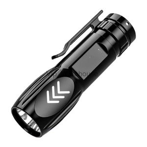 Fackly-led specialstyrkor Flashlight Stark ljus USB-laddning Super Bright Long Shot Small Mini-PORTABLE ALUMINIUM Legering Hushåll HKD230902