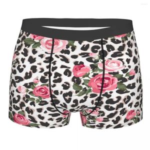 Mutande Boxer da uomo Intimo sexy Cute Rose Mix Leopard Pattern Mutandine maschili Pouch Pantaloni corti