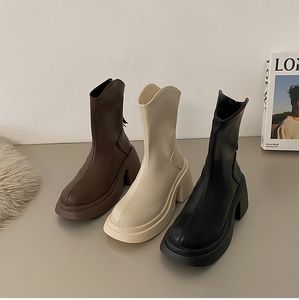 Platform Short Boots Women Fashion Zippers Ankle Booties Thick Bottom Shoes Ladies Autumn Winter Booties For Girls Shoes 35-40