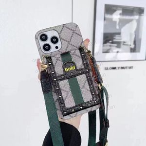 Lüks Crossbody iPhone Çanta Kılıfı 14 13 12 11 Pro Maks Mektup Baskı Geri Kabuk 14 PROMAX 13PROMAX Designer Mobil Kapak Kılıfı Kart Tutucu Braketi