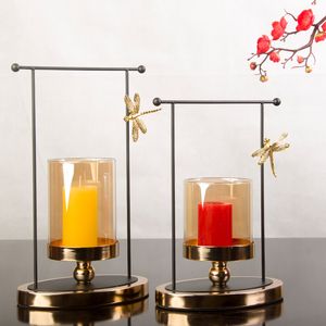 Castiçal de ferro geométrico de metal castiçais decorativos tealight ouro com potes de velas de vidro vazios para mesa de casamento peças centrais de festa