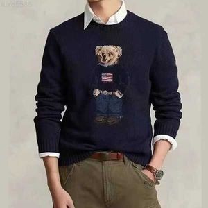 23SS Autumn Men's Designer Sweaters Cartoon Rl Bear broderi mode långärmad stickad pullover ull bomull mjuk unisex män x7ea