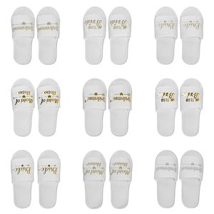 1 Pair Bride Shower Bride Wedding Decoration Bridesmaid Hen Party Spa Soft Slippers Ladies Bachelorette Party Supplies Gift