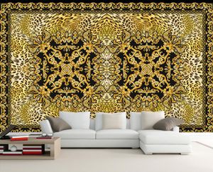 Wallpapers Benutzerdefinierte Tapete 8D Retro Leopard Print TV Hintergrund Wandpapier Wandbild 3D Home Decor Stereoskopisch