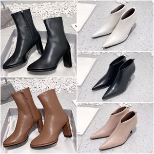 Women Coco Leather ankle Boots Designers Rows Boots Leather Cowboy Pointed boots Fashion High quality Romy Ankle boots heel-height 7cm Size 35-40