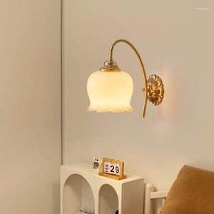 Wall Lamp French Cream Bedroom Bedside American Retro Light Luxury Corridor TV Background