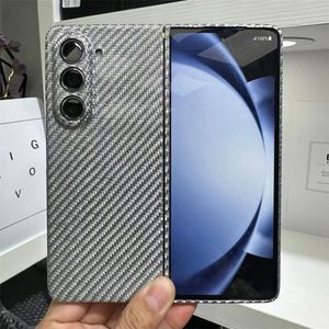 Тонкий арамидный чехол из настоящего углеродного волокна для Samsung Galaxy Z Fold5 4, твердый глянцевый бронированный чехол