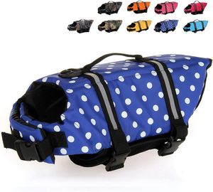 YUEXUAN Designer-Schwimmweste für Hunde und Katzen, Sicherheits-Badeanzug-Schutz mit reflektierenden Streifen, verstellbarer Gürtel, Hunde-Schwimmwesten, Griff, Strand, Boot, 7 Größen, 12 Farben