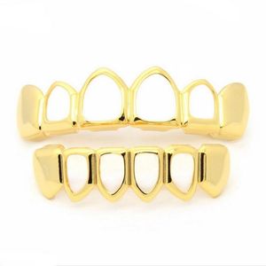 Gold Grillz Teeth Set High Quality Mens Hip Hop Jewelry Silver Black Hollow Grills