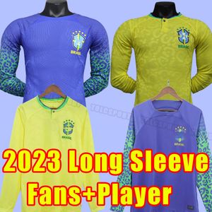 Långärmad Pele 2023 2024 Soccer Jerseys Paqueta Coutinho Brazils Football Shirt Firmino Brasil Vini Jr Antony Silva Dani Alves Fans Player Version Home Away Away