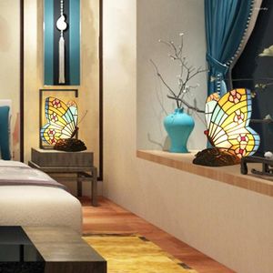 Table Lamps Stained Glass Butterflies Light Room Adornments Exquisite Home Decoration UK Plug Desk Lamp Lighting Adornment