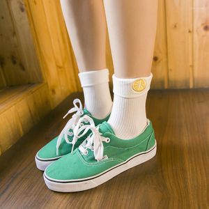 Women Socks Japanese Kawaii Female Embroidery Fruit Short Cute Apple Pear Grapes Orange Strawberry Patterned Cotton Ankle