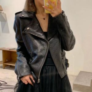 G Letter UCCI Womens Biker Läderjackor Rockar Cowhide Slim Fit Short Motorcycle Coats Femal Tops