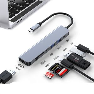 USB CハブタイプCスプリッターThunderbolt 3ドッキングステーションラップトップアダプター用MacBook Air M1 iPad Pro RJ45 HDMI