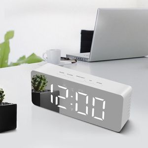 Table Clocks Rectangle Despertador Digital LED Clock Snooze Alarm HD Mirror Surface Home Office Desk Watch