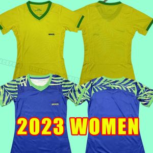 Kvinnor 2023 2024 Brasilsfotbollströjor Marcelo Pele Paqueta Neres Coutinho Firmino Jesus Vini Jr 23 24 Brasils Football Shirt Home Girl Away