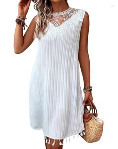 Casual Dresses 2023 Summer Arrival Lace Patch Tassel Design Textured Midi Dress Fashion Sexy Cultivate One's Moral Character Skirt