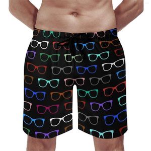 Men's Shorts Summer Board Hipster Glasses Running Surf Colorful Eyeglasses Graphic Short Pants Casual Swimming Trunks Plus Size