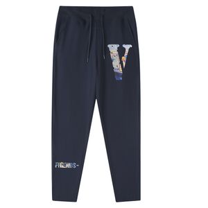 Vlone calças de moletom rápidas masculinas, calças esportivas casuais para homens e mulheres, casais, algodão solto, calça de cintura elástica