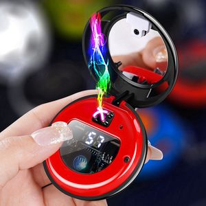 Colorful USB Smoking Zinc Alloy Double ARC Lighters Flying Saucer UFO Style Windproof Portable LED Dry Herb Tobacco Cigarette Holder Necklace Pendant Lighter