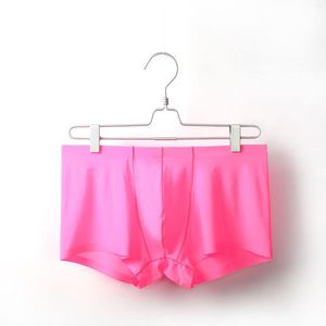 Cuecas juventude fina u convexa bolsa calcinha de uma peça de seda de gelo sem costura estudante boxers shorts verão lingerie translúcida