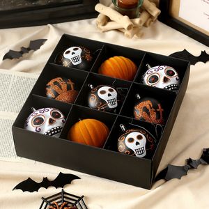 Other Event Party Supplies 8cm Halloween Ball Hanging Decoration Painted Horror Skull Plastic Pendant Tree Ornament 230901