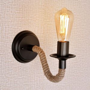 Wandlampen Industrie Vintage Lampe Seil LED-Leuchten Retro Vanity Light Sconce für Wohnzimmer Schlafzimmer E27 90V-260V