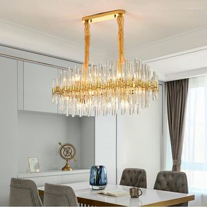 Ljuskronor lampor LED Pendant Lamp Modern Crystal Living Room Dining Art Designer Rectangle Luxury Nordic