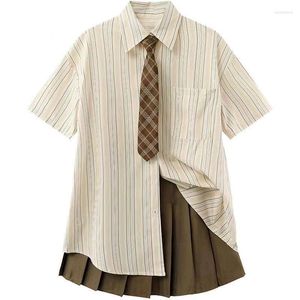 Arbetsklänningar JK Uniform Preppy Style Japanese Korean School Student Sweet Summer Dress Women 2 Piece Skirt Set