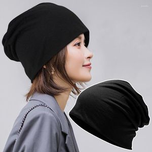 Berets Casual Baumwolle Beanies Hüte Für Frauen Männer Mode Unisex Einfarbig Atmungsaktive Weiche Skullies Elastische Brimless Caps Paar Hut