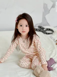 High quality Kids Pajamas Autumn Winter Baby Girls Print Long Sleeve Tops Pants Sleep Sets sleepwear clothes