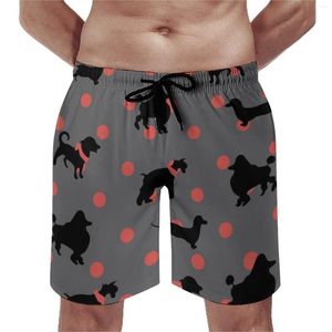 Men's Shorts Black Cute Dog Board Polka Dots Print Casual Short Pants Man Design Sportswear Fast Dry Swim Trunks Gift Idea