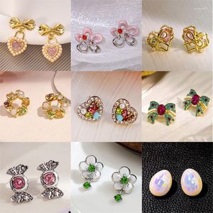 Ohrstecker, trendiges Design, Schleife, Herz, Blume, hell, luxuriös, Kristall, geometrisch, Ohrschmuck, Party-Geschenke für Frauen und Mädchen