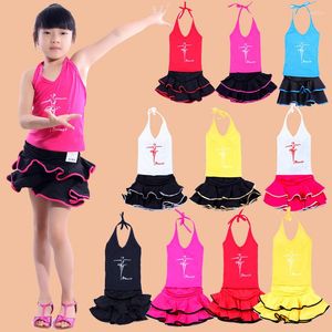 Sahne Giyim 95-155cm Çocuklar Latin Dans Elbisesi Toddler Balo Salonu Dans Dans Kıyafetleri Çocuk Kostümleri Kızlar Salsa Samba Tango Etek