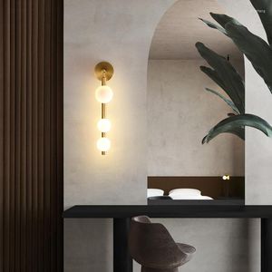 Wall Lamp Nordic Light Gold Black Glass Ball 3-Lights G9 LED Bulb Bedroom Bathroom Hallway Indoor Decorative Fixture