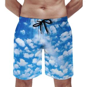 Men's Shorts Summer Board Cloud Machine Running Surf Blue Sky Print Design Short Pants Casual Quick Dry Beach Trunks Large Size