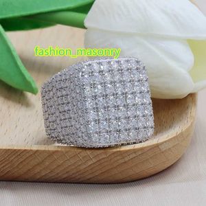 Özel İnce Hip Hop Buzlu Out VVS Moissanite Ring 925 STERLING Gümüş Tam Erkekler Hiphop Lab Diamond