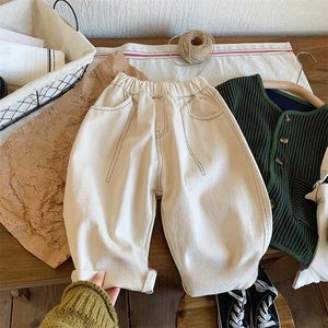 Брюки, детская одежда для мальчиков, брюки, весна-осень 2023, однотонные корейские повседневные однотонные брюки в простом стиле, универсальные хлопковые эластичные пояса на талии