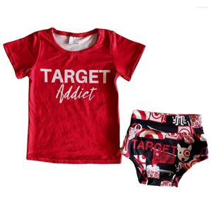 Clothing Sets 2023 Wholesale Target Letter Red Short Sleeves Bummies Toddler Kids Summer