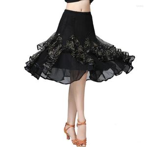 Palco desgaste saias de dança de salão para mulheres tango latino moderno dança saia padrão nacional valsa flamenco competição vestido
