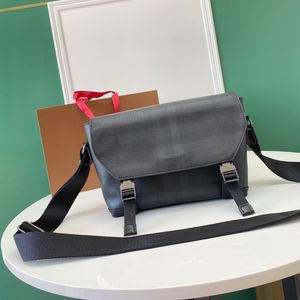 Luxury designer bag structured messenger bag in Charcoal Check for man top quality crossbody bag trimmed with Italian-tanned leather