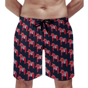 Shorts masculinos Board Dala Horse Cute Swim Trunks Retro Animal Print Homem Confortável Running Surf Trendy Tamanho Grande Praia