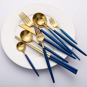 Set di stoviglie Cucchiai forchette e coltelli placcati oro Pvd Set Posate El Posate Cucchiaio in acciaio inossidabile per il ristorante di casa