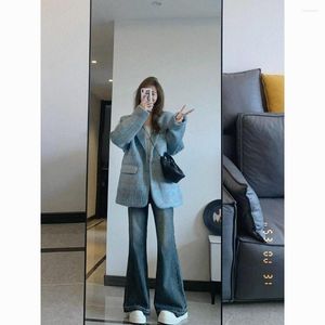女性のスーツUNXX 2023ビンテージカラーブロック格子縞のジャケット女性秋の贅沢シックな特大のカーディガンスーツトップオフィスレディースファッションコート