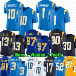 Justin Herbert Quentin Johnston Futbol Forması Austin Ekeler Keenan Allen Joey Bosa Khalil Mack Mike Williams Asante Samuel Derwin James Jr J.C. Jackson