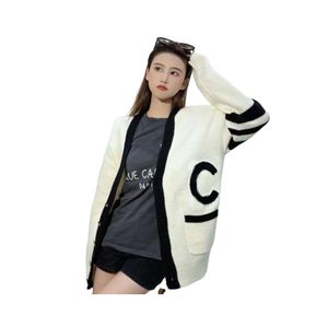 Women Pure Color Cardigan Designer Shirt Sweaters Autumn Winter Print Knitted Small Sweet Wind Coat Cardigans Fashion Medium Long Clothes