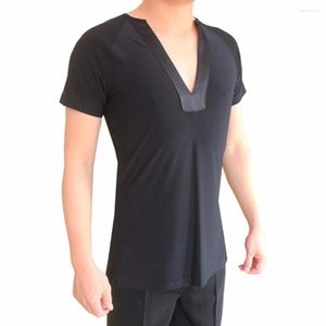 Abbigliamento da palco Camicie da ballo latino di buona qualità per maschi Più maniche stile 2 colori Top da uomo Pratica da ballo professionale indossa Q7036