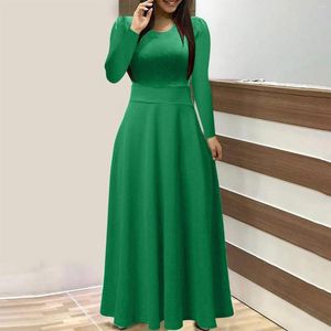 Casual Dresses Tops Women's Summer Dress 2023 Outfits Party Plus Size Solid Long Sleeve Round Neck Big Swing Vestidos