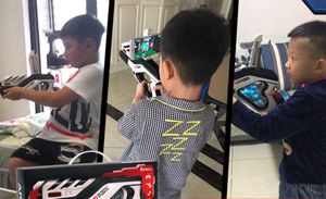 Partihandel Anpassad pistolskytte Guns AR Gun Panorama AR Gatling 4D Body Sensation Generation Toys For Children Gas Gun PS5 Game Gun